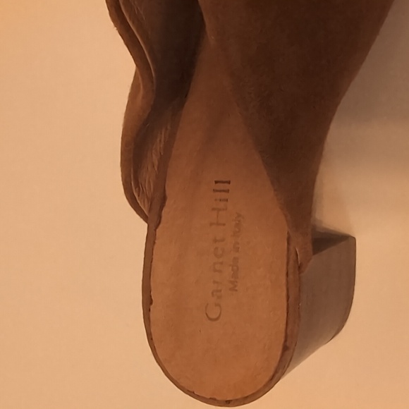 Garnet Hill Guilia Brown Suede Block Heel Slides Suze 38 - Picture 10 of 10